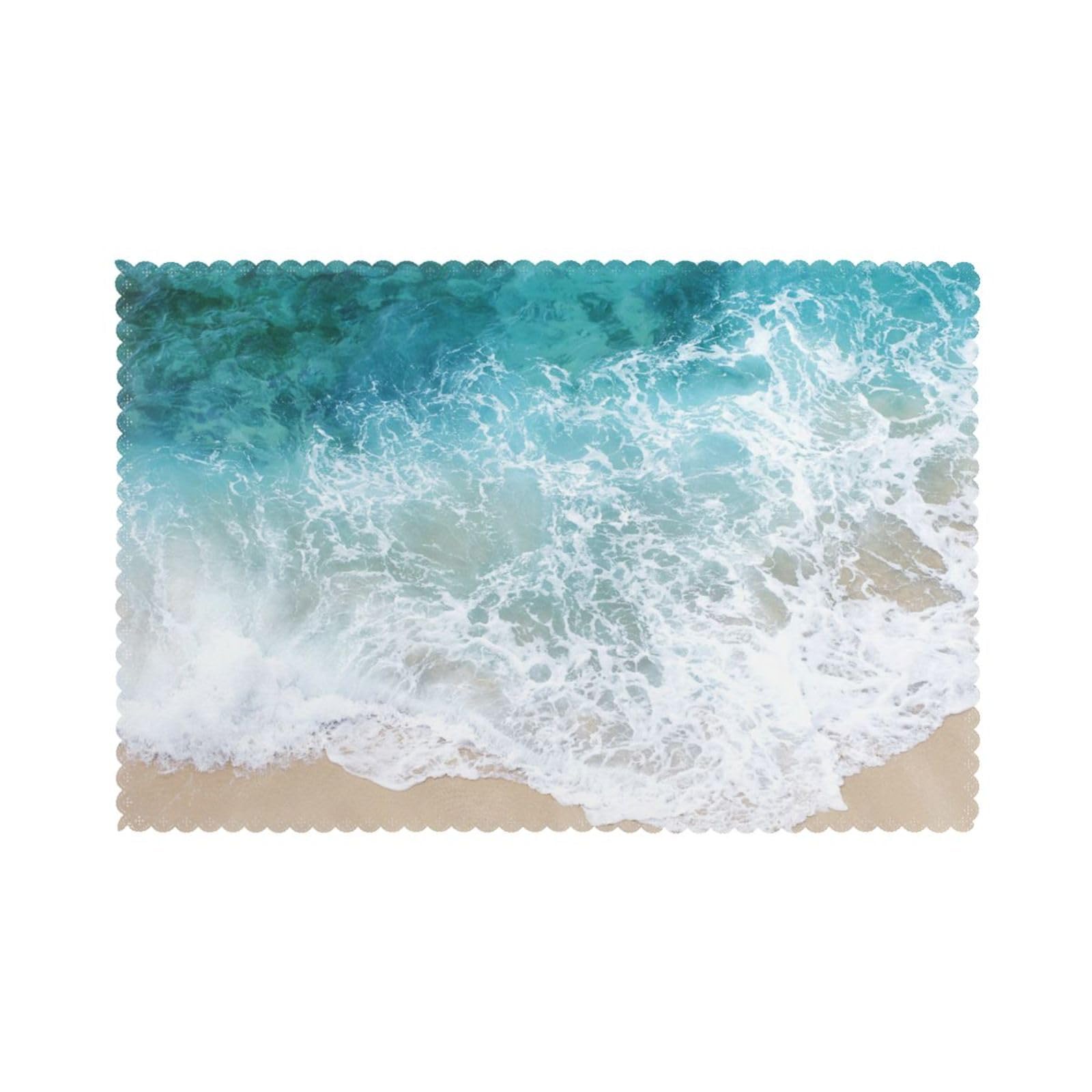 Sets de Table Antidérapants Finies les Taches sur la Table Lot de 6 Vagues