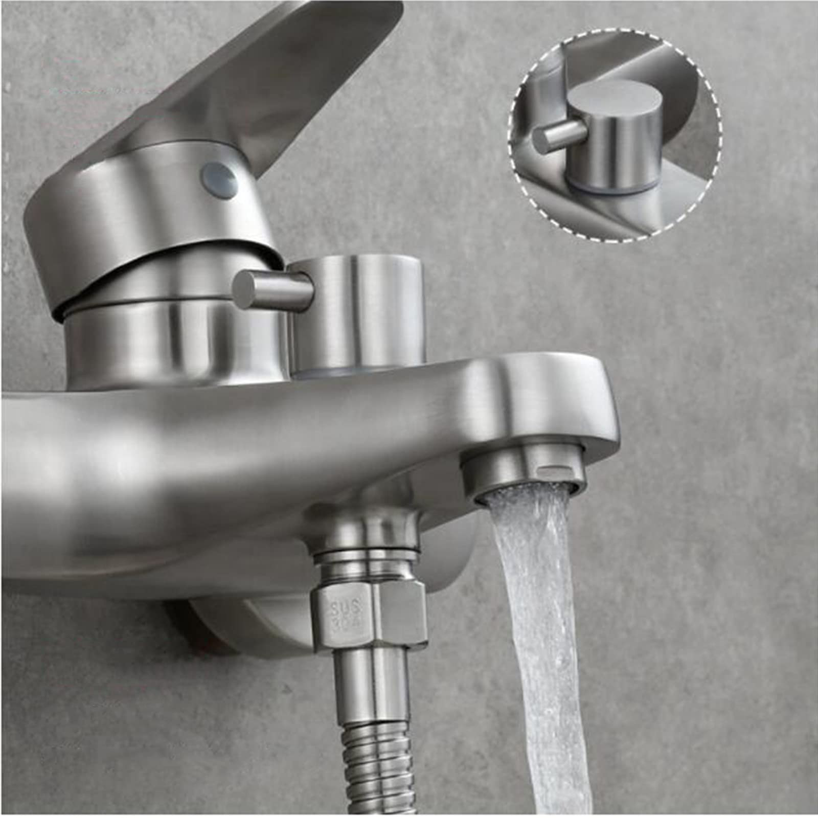 Rubinetto per Vasca Rubinetto per Vasca monocomando Rubinetto per Vasca in Acciaio Inossidabile Spazzolato Valvola miscelatrice Acqua Calda e Fredda Rubinetto per Vasca Aeratore Rubinetto per Doccia
