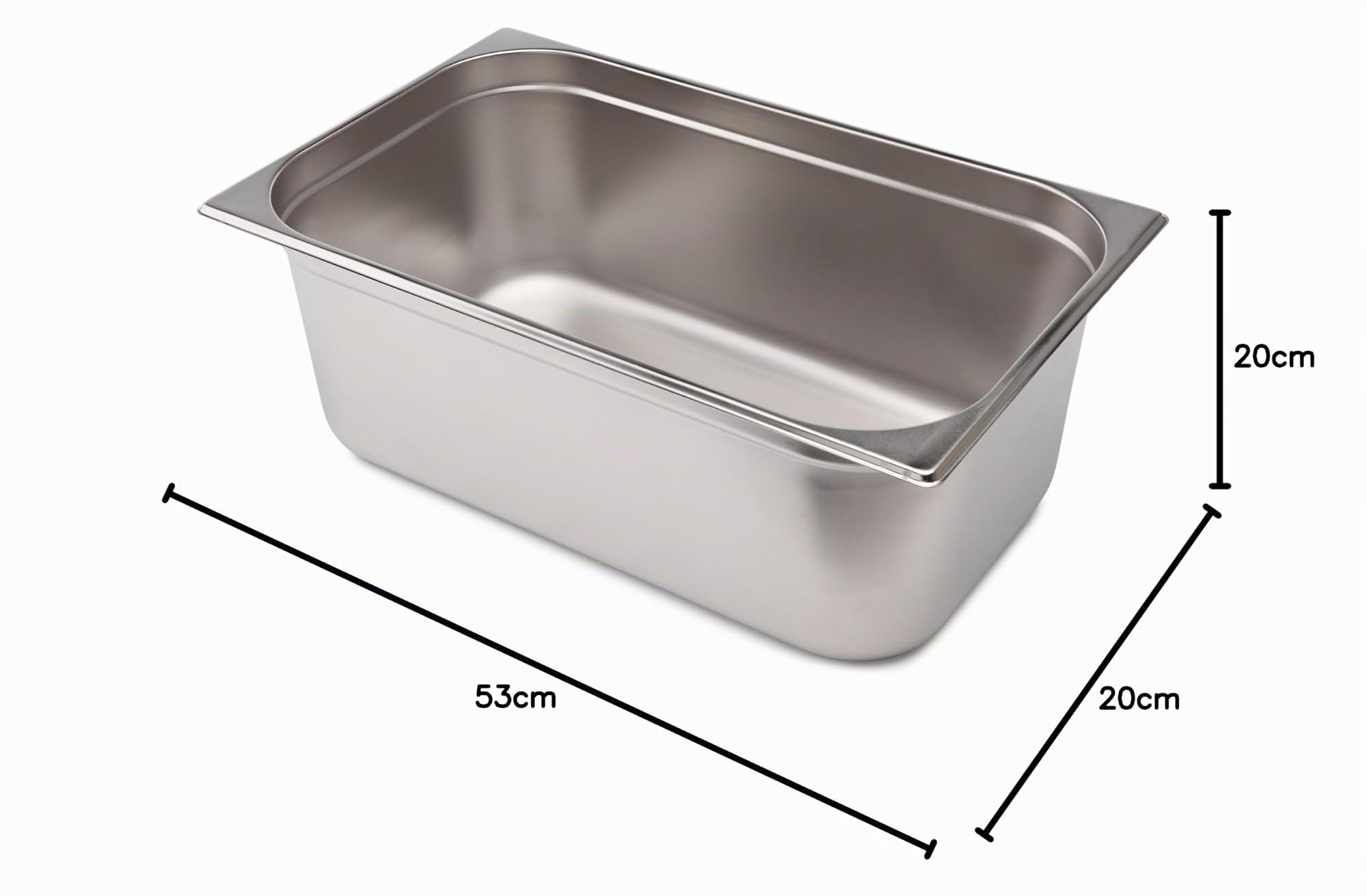 LACOR 66120Z - Cubeta Gn 1/1 530x325x200 Acero Inoxidable - Uso Profesional | En acero inoxidable, conserva y transporta alimentos; ideal para cocina profesional y uso diario en casa, versátil y duradero