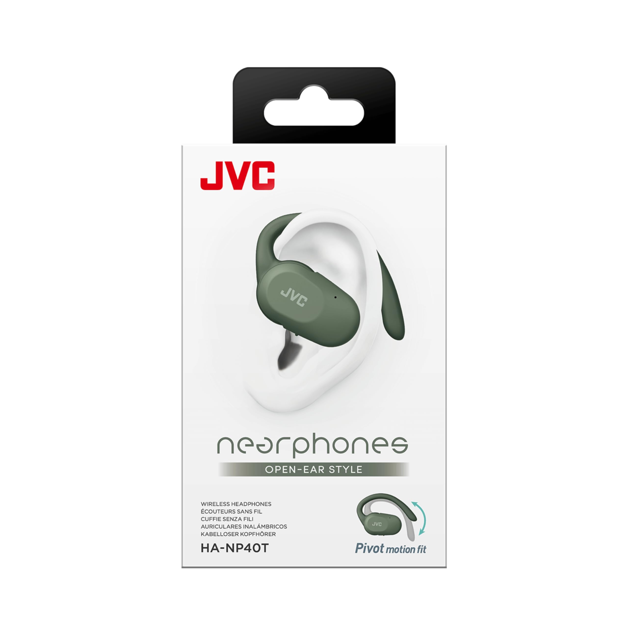 JVC Auriculares Inalámbricos Bluetooth | 26h de Batería y Carga Rápida | Oido Abierto | Ligeros y Resistentes a Salpicaduras | Ideales para el Deporte y Control Táctil - HA-NP40T (Verde)