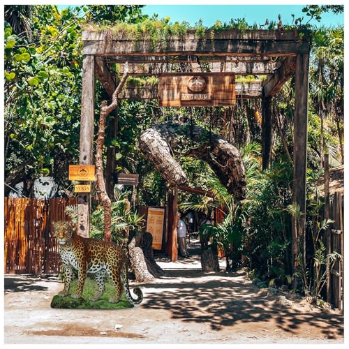 Image of Geelin 4 ft Rainforest Leopard Cardboard Standup Cutout Life Size Jungle Safari Animal Stand up Photo Prop for Zoo Safari Jungle Themed Birthday Party Classroom Decoration Supplies