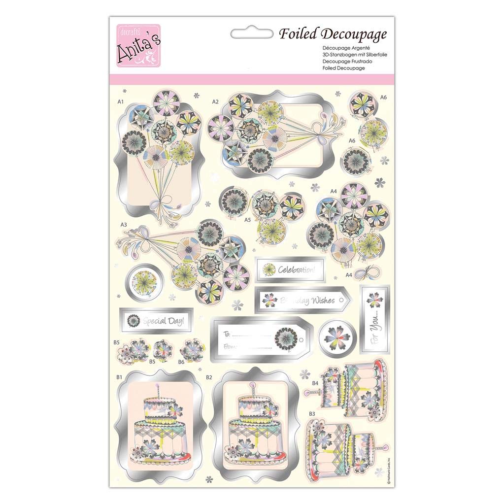 Anita's A4 Balloons For You Foiled Decoupage Sheet ANT 169916