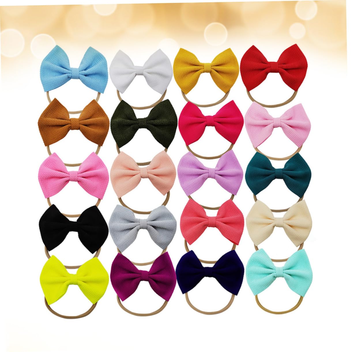 20PCS Bowknot Headwrap Adorable Elastic Hair Band Accessories for Boy Girl and Random Color Variety for Birthday Photo Props and Dress Ups Random Color