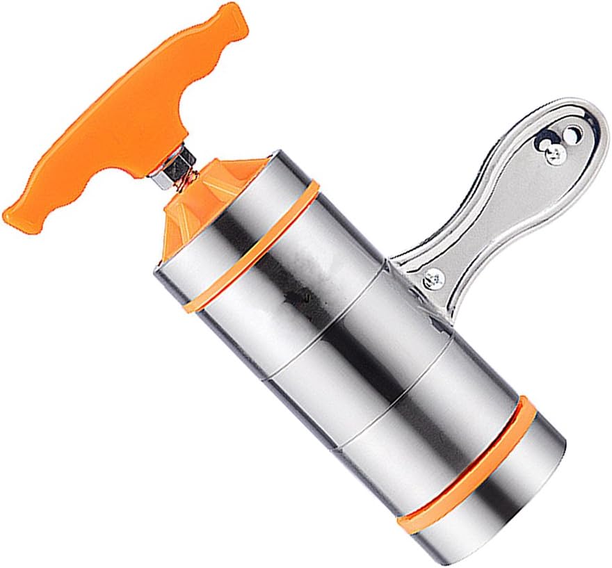 Stainless Steel Manual Noodle Maker Pasta Spaghetti Pressing Tool + 7 Moulds For Quick & Easy Homemade Noodles - Perfect For Home Kitchen Use - Great For Pasta Lovers And Health Enthusiasts