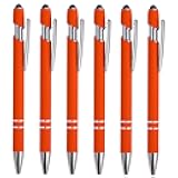 Generic 6 Pack 2 in 1 Metal Pen, Black Ink 1.0mm Medium Point Stylus Pen for Touch Screens, Orange
