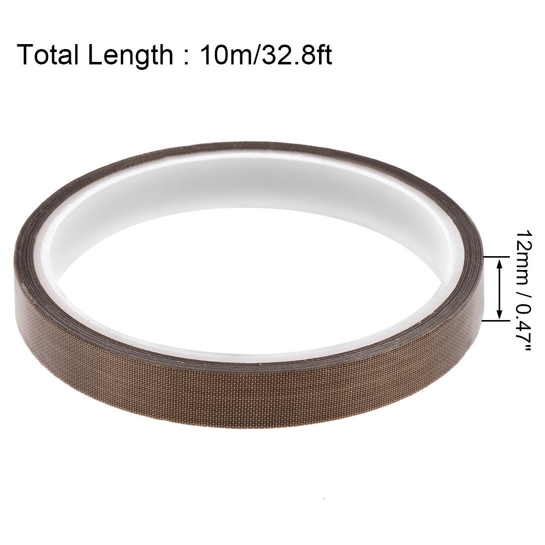 Sourcing Map 12mm PTFE Tissu Enduit Ruban Marron Haut