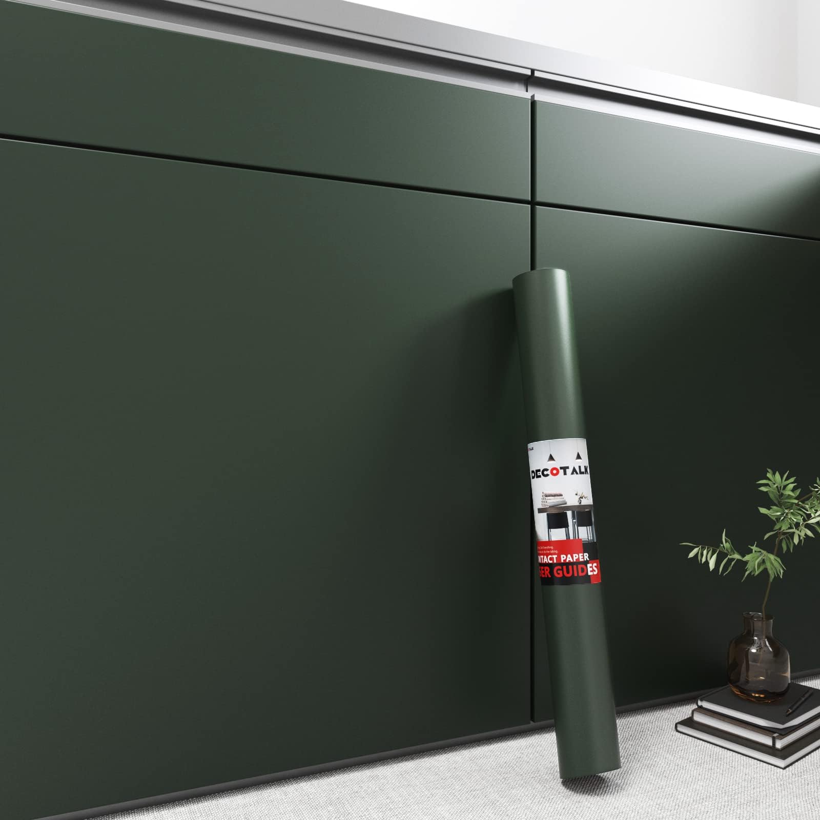 Decotalk30"x400" Green Wallpaper Dark Green Wallpaper Stick and Peel, Solid Green Wallpaper for Bedroom Accent Wall, Dark Green Wallpaper Removable Dark Green Contact Paper for Desk Green Wall Paper