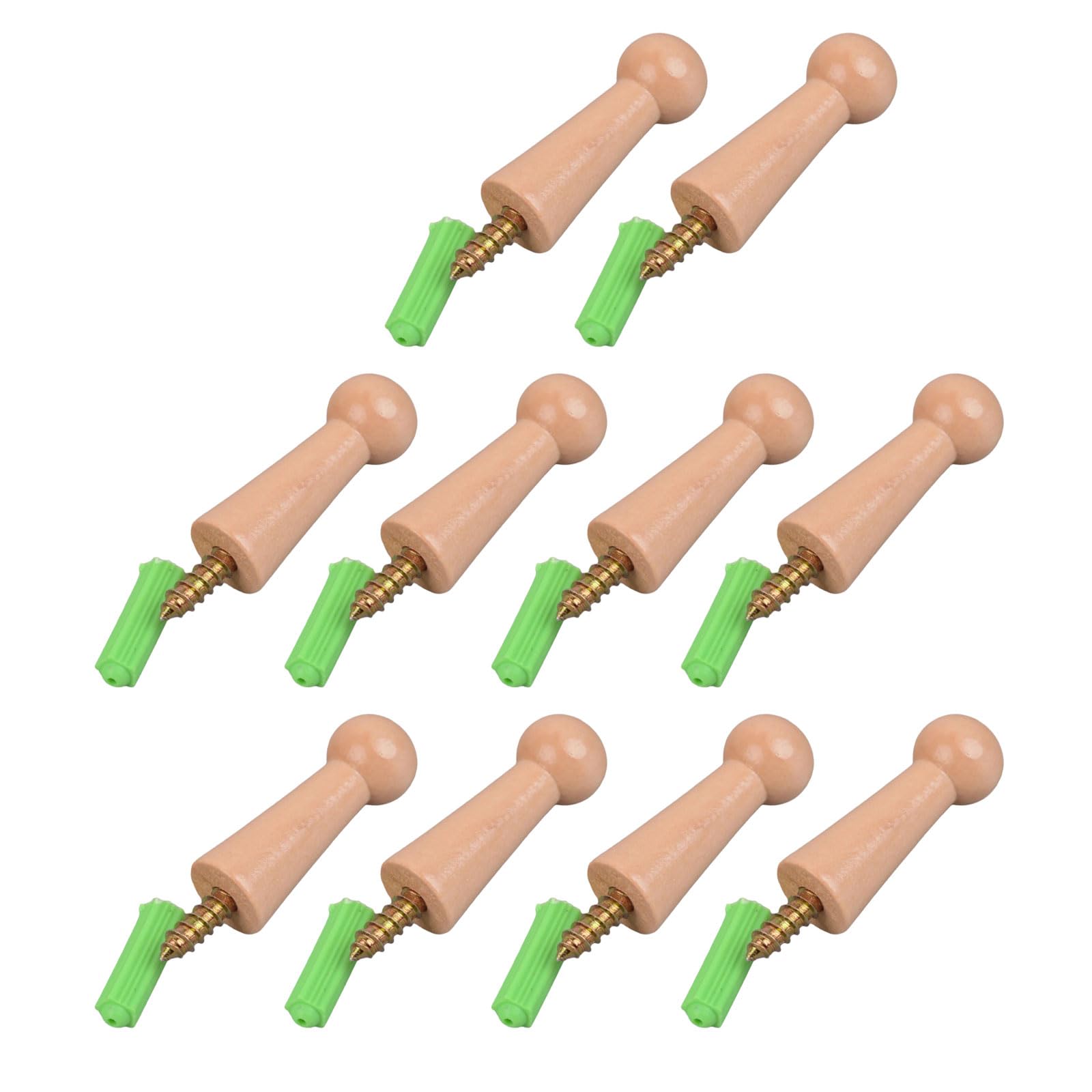 MICFENY 10pcs Portable Sturdy Wood Shaker Pegs Adhesive Hook Convenient for Towels Coat and Bags in Bathroom or Kitchen