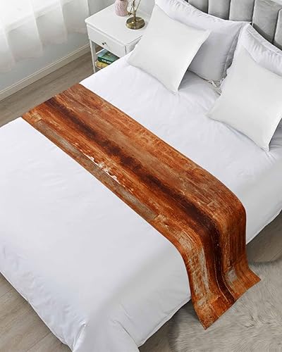 Camino de cama naranja quemado para cama tamaño Queen, manta decorativa abstracta para pie de cama, pintura moderna al óleo, protector de ropa de