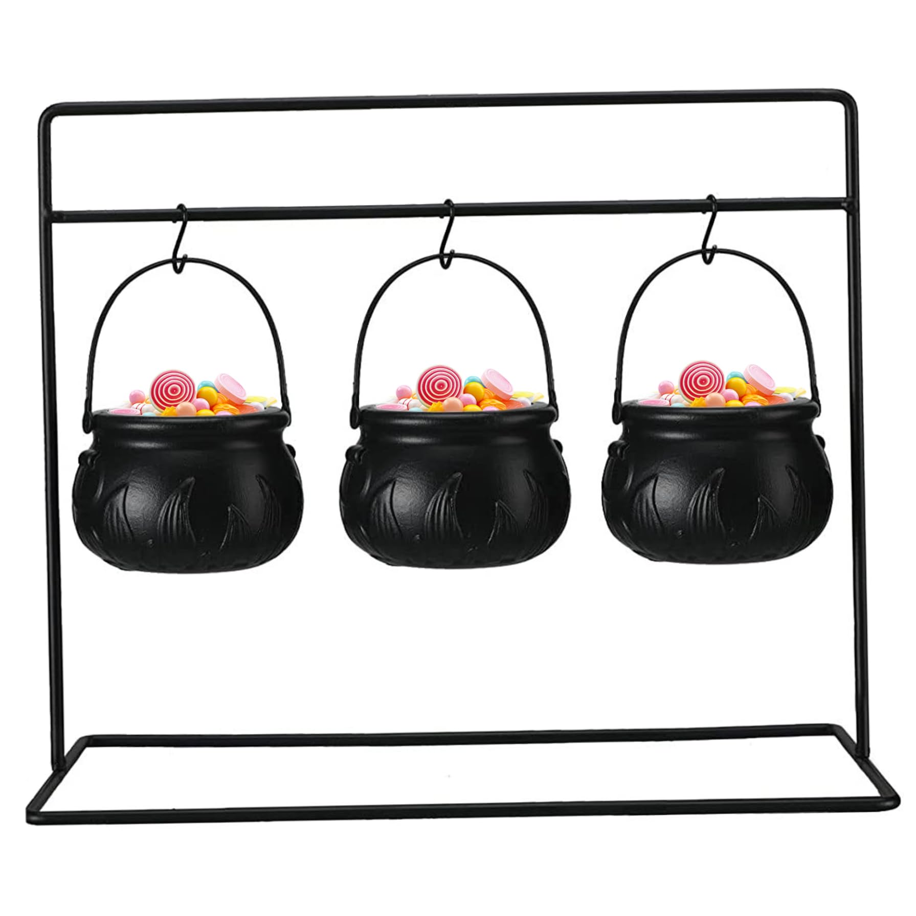 Goutdori Witches Cauldron Plastic Hanging, Lightweight Halloween Decoration with Handle for Porch Garden Party