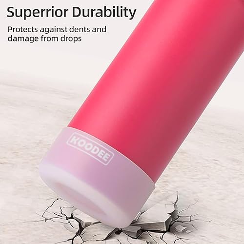 Miniatura 2 de koodee Paquete de 2 botellas de agua de 22 onzas de acero inoxidable de doble pared aislada al vacío con pajilla, reutilizable, sin BPA (rojo cañón