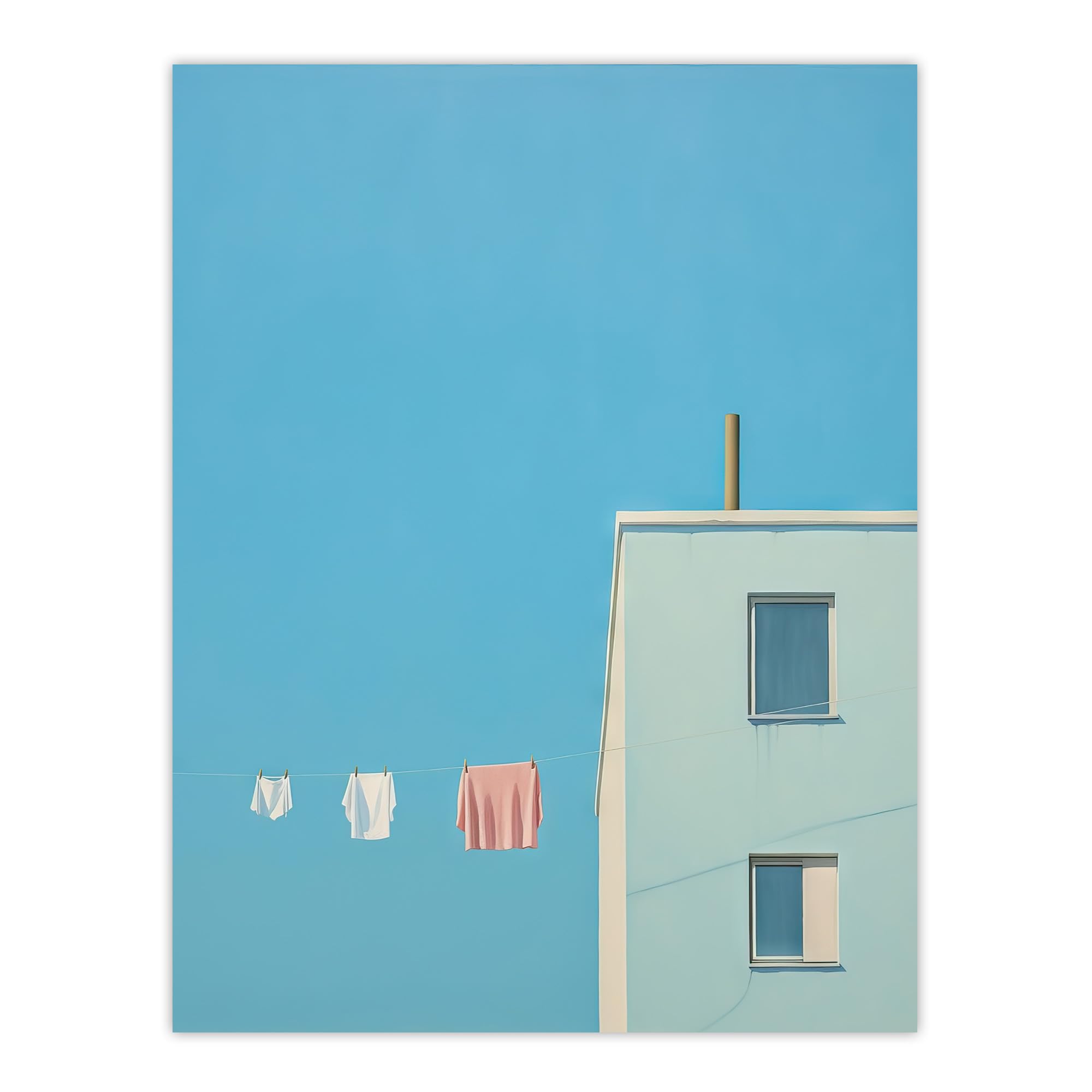 Artery8 My Neighbours Pants By Amy Denver Minimalist Soft Pastel Blue Laundry Room Minimalism Simple Modern Artwork Large Wall Art Poster Print Thick Paper 18X24 Inch