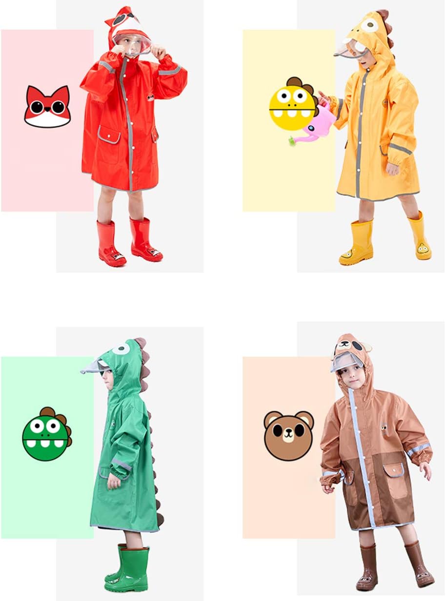 Kids Rain Poncho Toddler Boys Girls Cute Dinosaur Raccoon Cat Shape Waterproof Jacket for Age 2-10