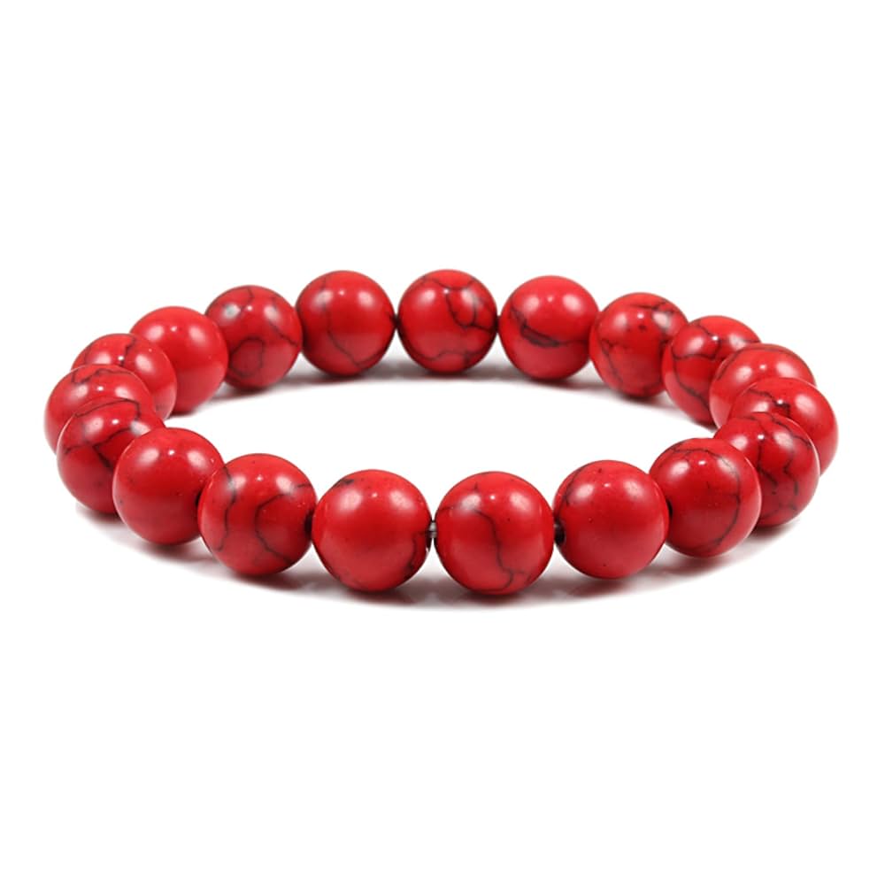 Pulseras De Cuentas Rojas De Piedra Natural De 6/8/10mm Para Hombres Y  Mujeres, Cuentas De Ojo De Tigre De Lava Volcánica, Pulsera De Cuerda  Elástica, Joyería De Yoga Paryer,Pino Rojo De 8