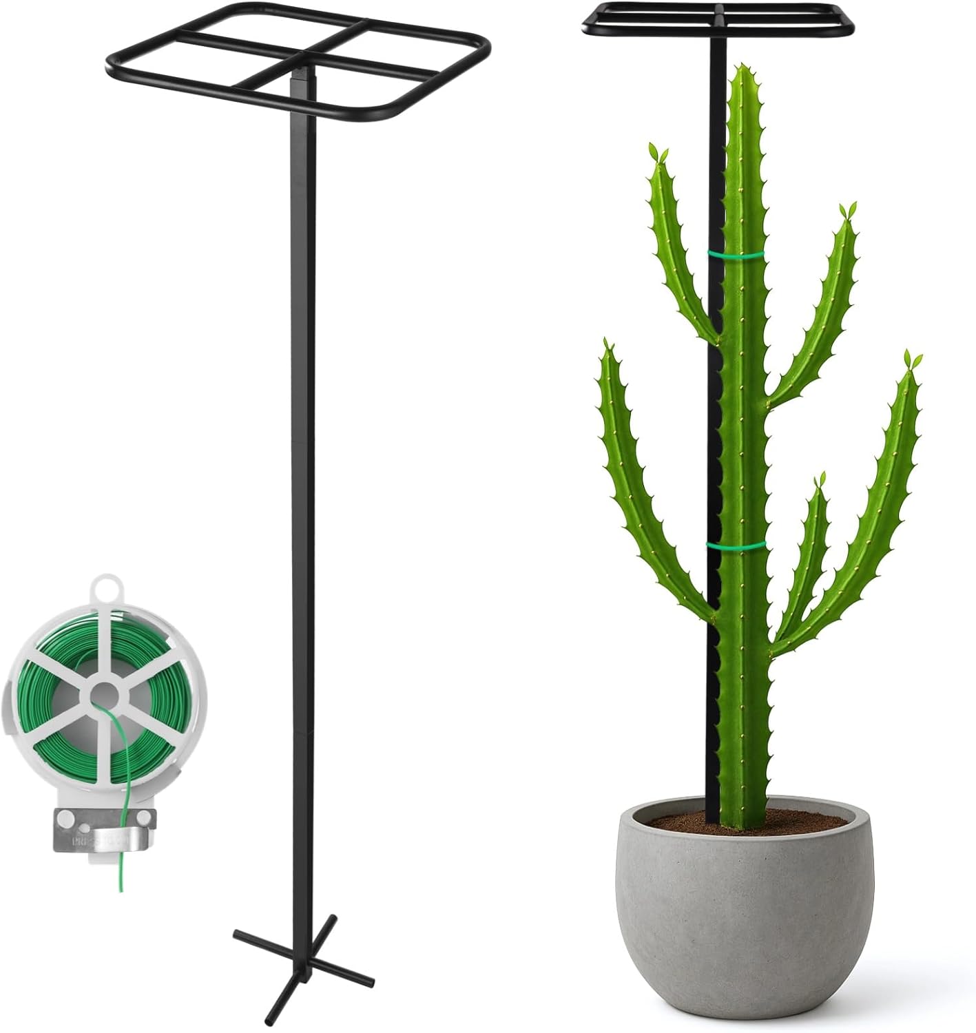 Dragon Fruit Trellis, 47.2" Metal Climbing Plant Trellis, Weather-Resistant Garden Trellis, Stable Vertical Support, Includes 164 ft Twist Tie, Easy Assembly for Vining Plants, Fruits, Roses