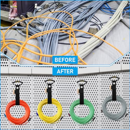 AKOLAFE 6 Pack Extension Cord Holder Wall Mount 16” Heavy Duty E Track Accessories Extension Cord Organizers and Storage Straps Black Etrack Ties Hanger Keeps Cable, Hose, Rope on E-Track Management