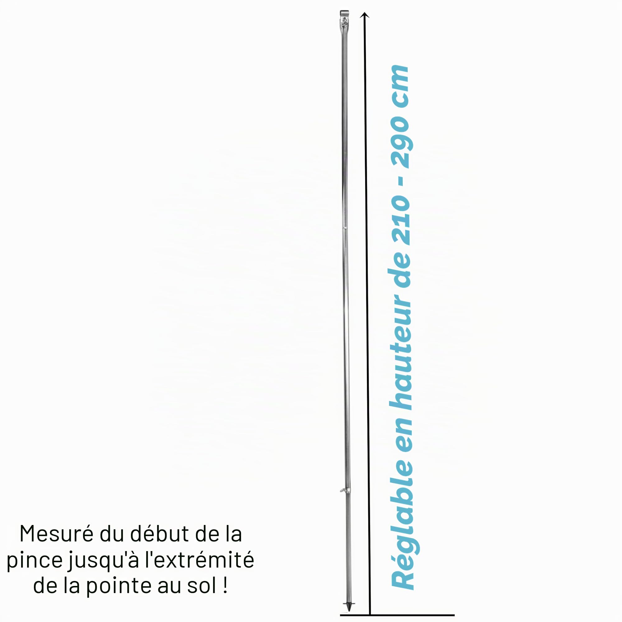 3 mâts tempête piquets Tente auvent télescopiques Pied Collier 290cm