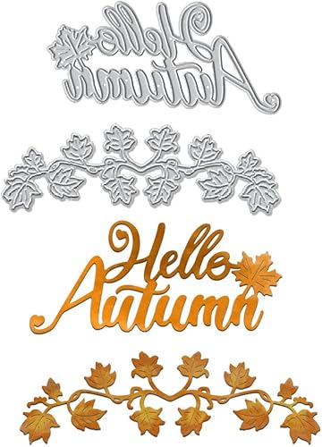 Miniatura 16 de ALIBBON 2 piezas de troqueles de otoño para hacer tarjetas, troqueles de corte de flores, moldes de plantilla de metal, hojas de otoño troqueladas