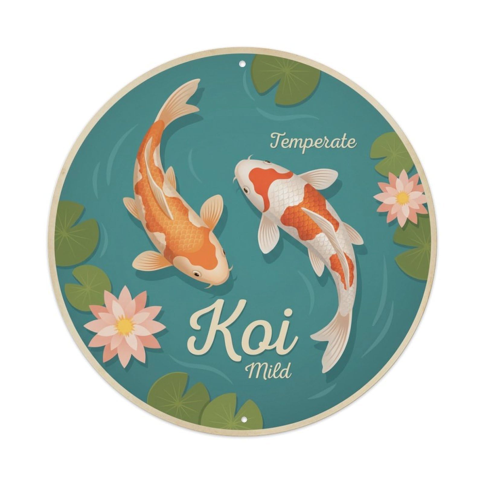 Metal Tin Sign Koi Fish Mild Moderate Climate Japanese