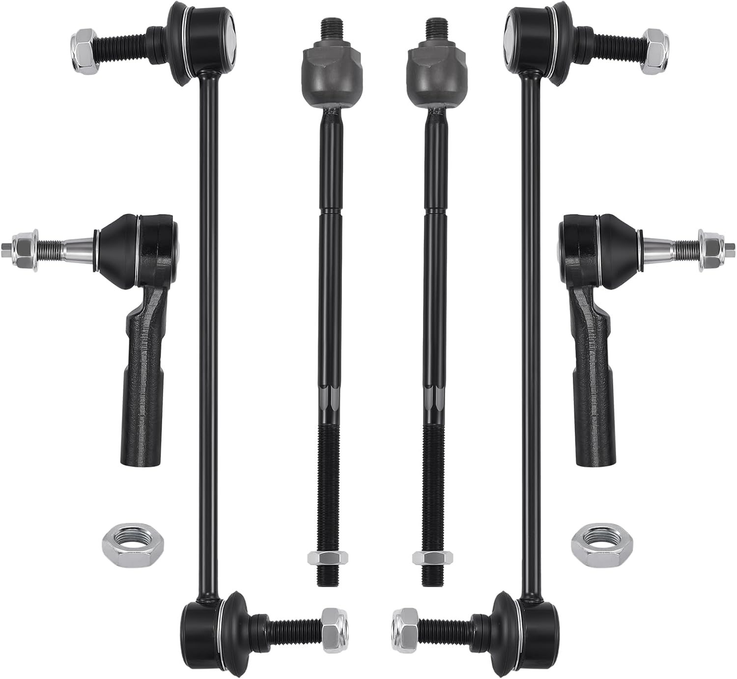 BDFHYK 6pcs Steering & Suspension Kit Compatible with Dodge Journey 2009-2018,2*Stabilizer Bar Link-K750382? 2*Outer tie rod-ES800408? 2*Inner tie rod-EV800611