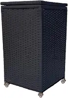 Cesto de Roupas 40x40x70 com Rodinhas 100 Litros Fibra Sintética (Preto)