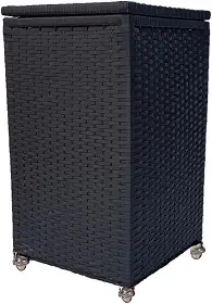 Cesto de Roupas 40x40x70 com Rodinhas 100 Litros Fibra Sintética (Preto)