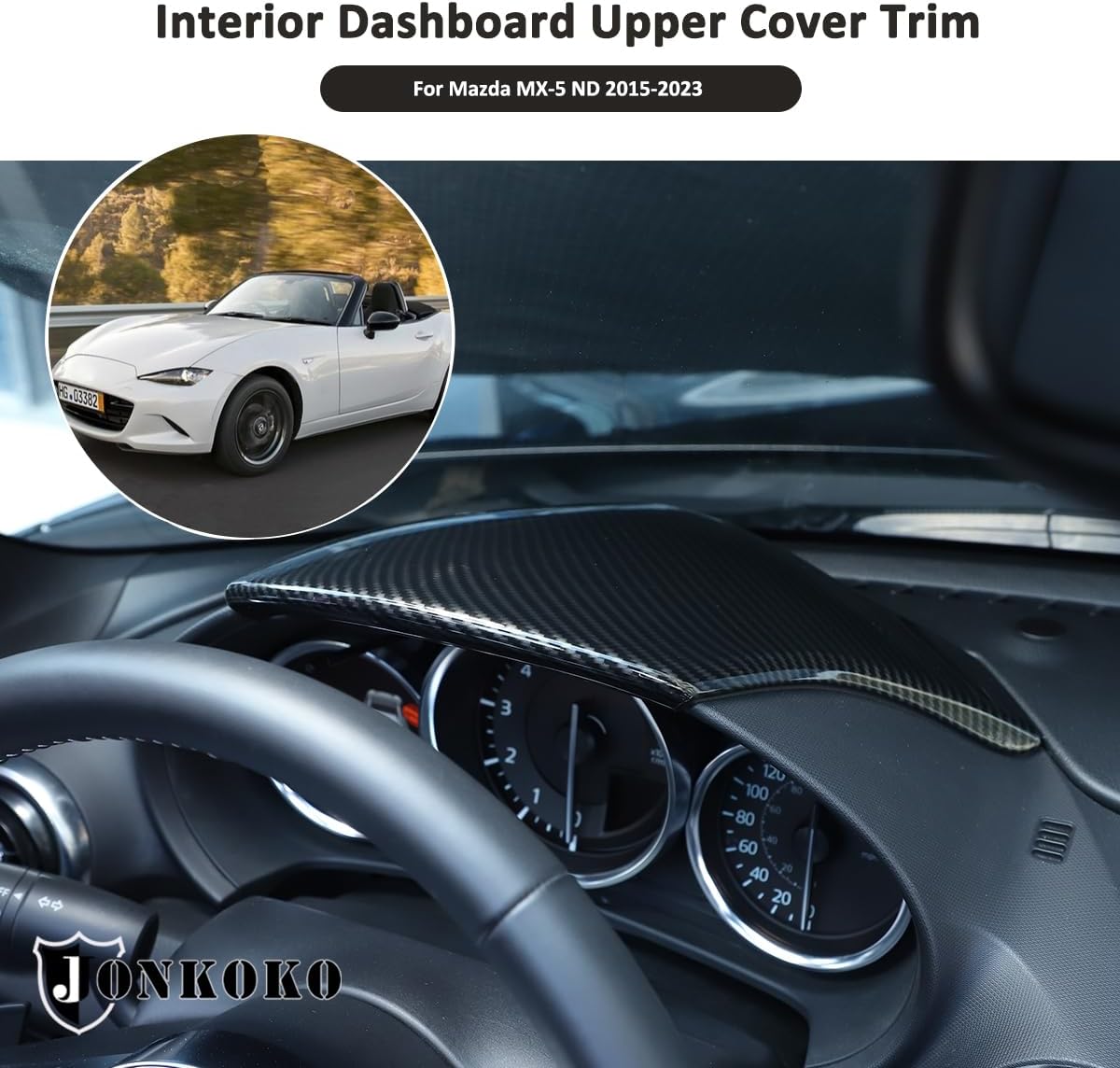 ABS Carbon Fiber Interior Dashboard Gauge Cover Trim for Mazda MX-5 ND 2015-2023 Car Dash Dashboard Cover Trim (Carbon Fiber)