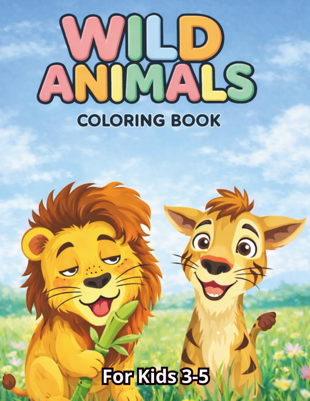 Wild Animals Coloring Book for Kids 3-5: 40 Simple, Thick-Line Illustrations — Big Shapes for Toddlers & Preschoolers