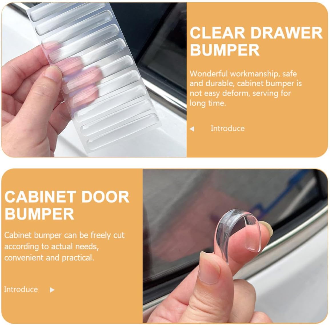 10 Sheets Cabinet Door Bumpers Adhesive Flexible Glue, Not Easy to Deform, Can be Freely Cut, Protective Pads for Sliding Doors and Furniture