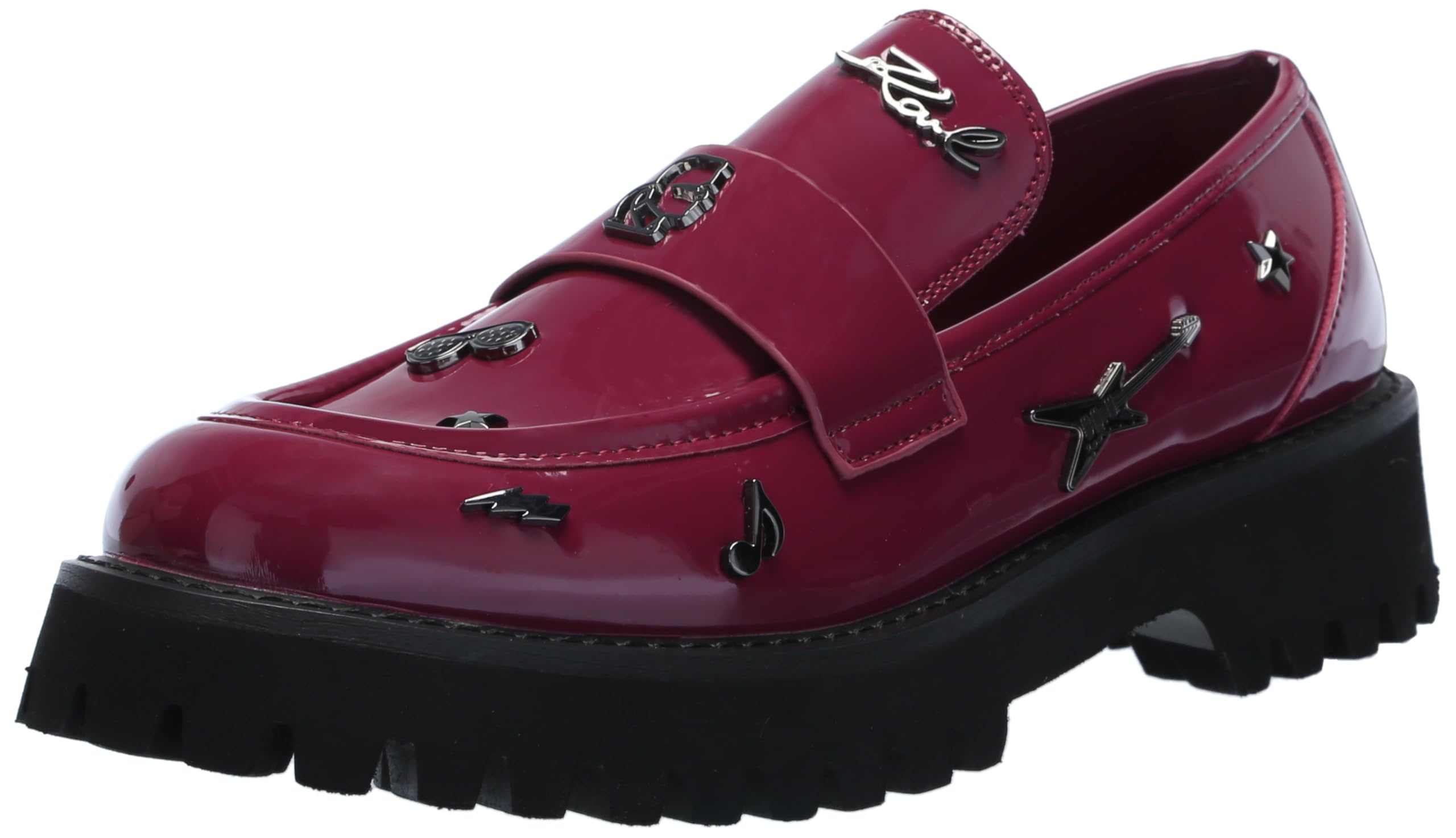 karl lagerfeld Women's Gaston Lug Sole Loafer with Pin Embellishments-picture-21
