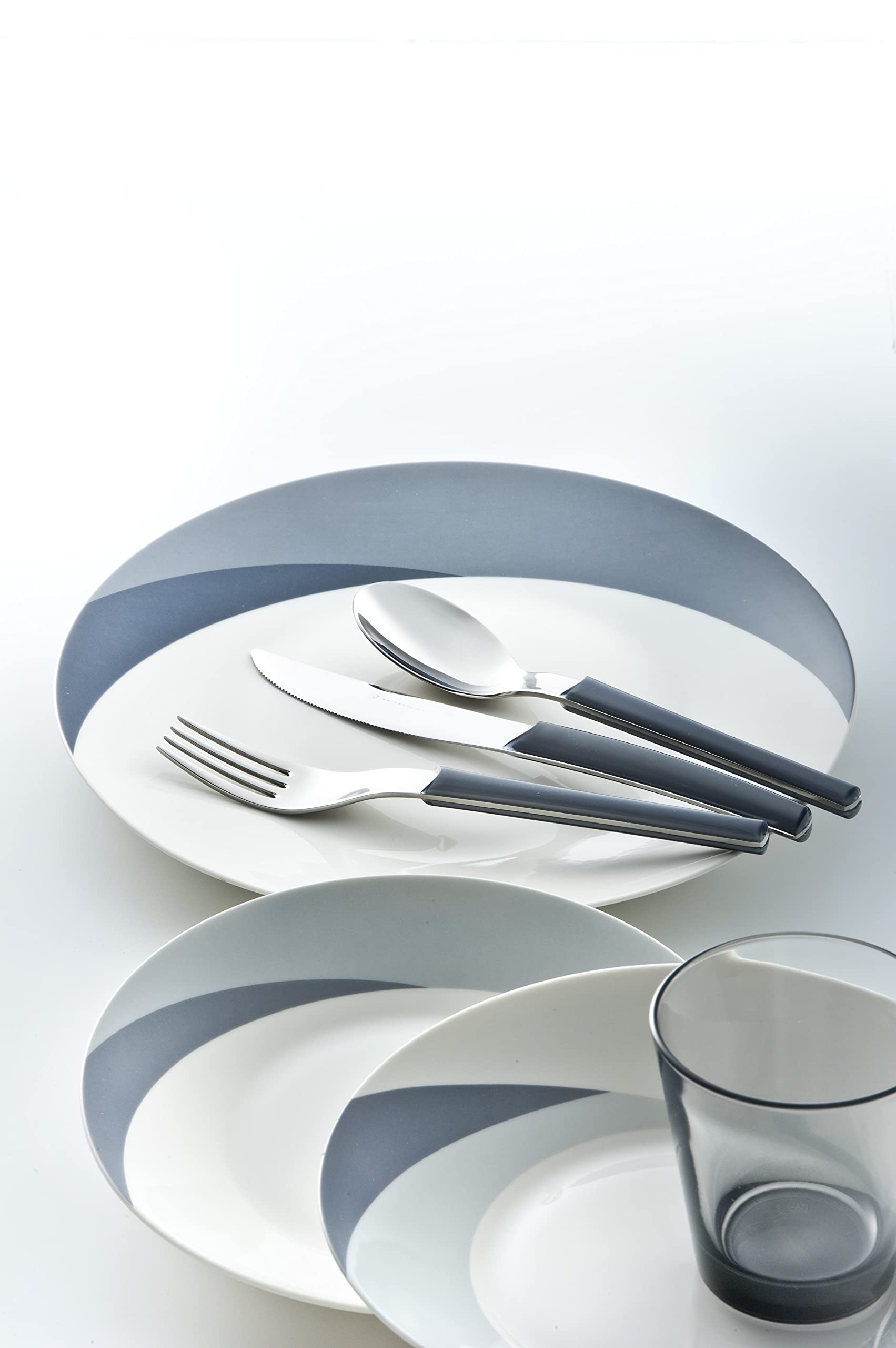 Set Posate Candy Grigio 432 – 16 Pezzi In Acciaio Inox 18/10 Per 4 Persone, Design Italiano Doppio Strato Colore
