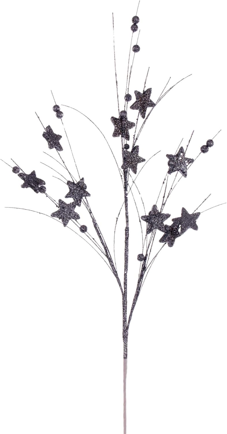 Vickerman 33" Midnight Blue Star and Ball Glitter Spray, 6 per Bag.