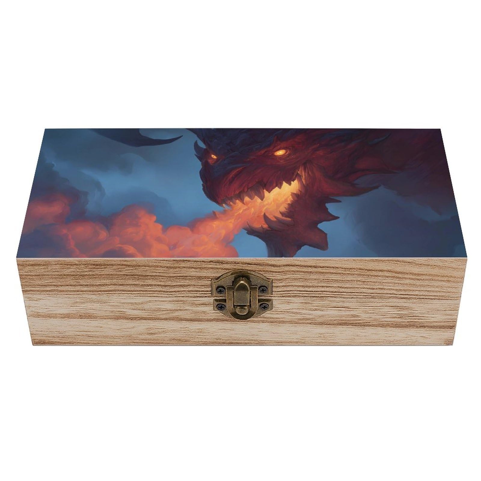 HLBSDM Dragon Breathing Fire Wooden Storage Box Craft Memory Keepsake Treasure Chest Box Jewelry Organizer