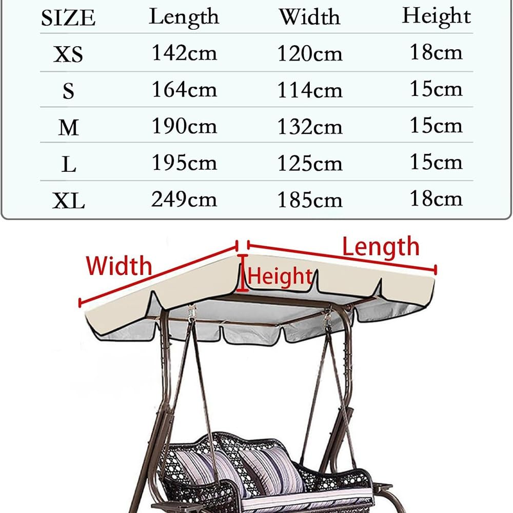 Toit De Rechange pour Balancelle De Jardin, Housse De Rechange Balancelle Imperméable Toit De Remplacement pour Balançoire 2 3 Places(Grey,98x73in-249x185cm)