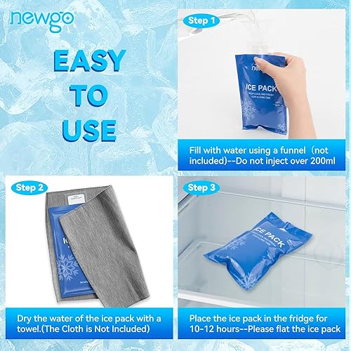 Miniatura 6 de NEWGO Paquetes fríos de gel de hielo seco para envío de alimentos congelados, paquetes de congelador frío de larga duración, bolsa de hielo para