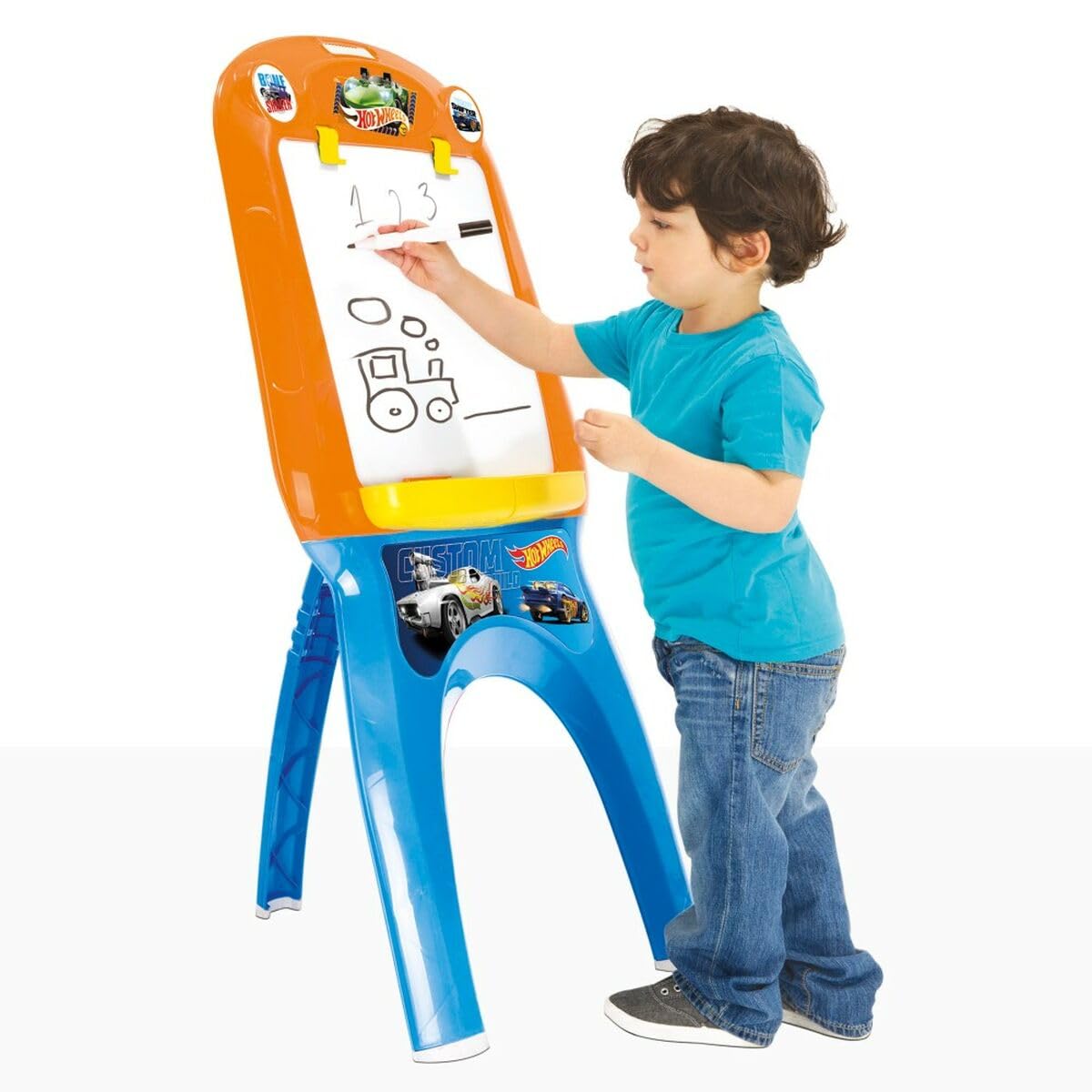 COLORBABY 77432, Lavagna per bambini Hot Wheels con cavalletto, lavagna per bambini, lavagna per pennarelli, giocattoli per bambini, giocattoli educativi, regali per bambini