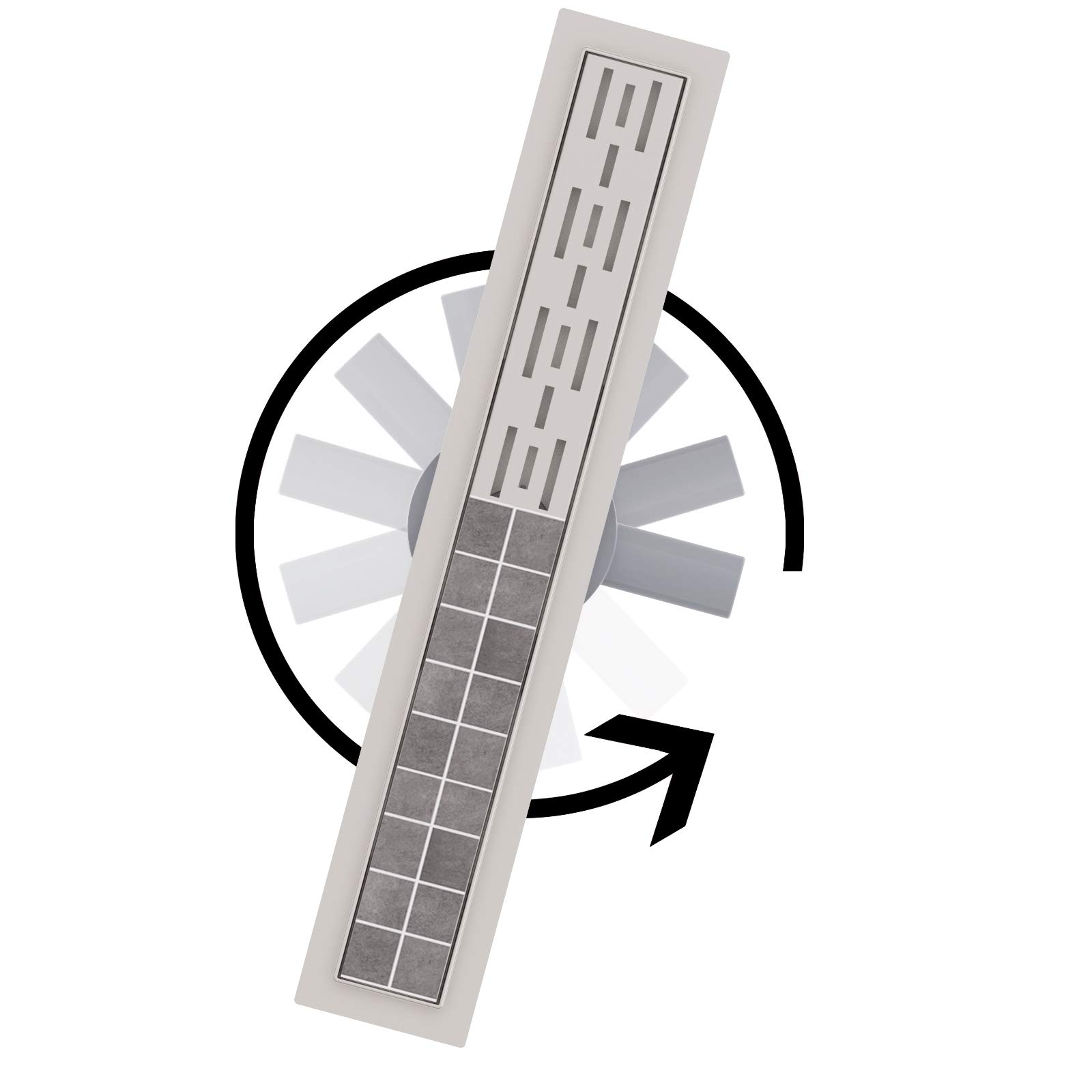 Aica Caniveau de Douche Italienne Acier Inoxydable Siphon Sol Réglable D'évacuation le Modèle Linéaire + 2 en 1 + 360° à Carreler Drain de Douche Rectangulaire Extra Plat Argent (80cm)