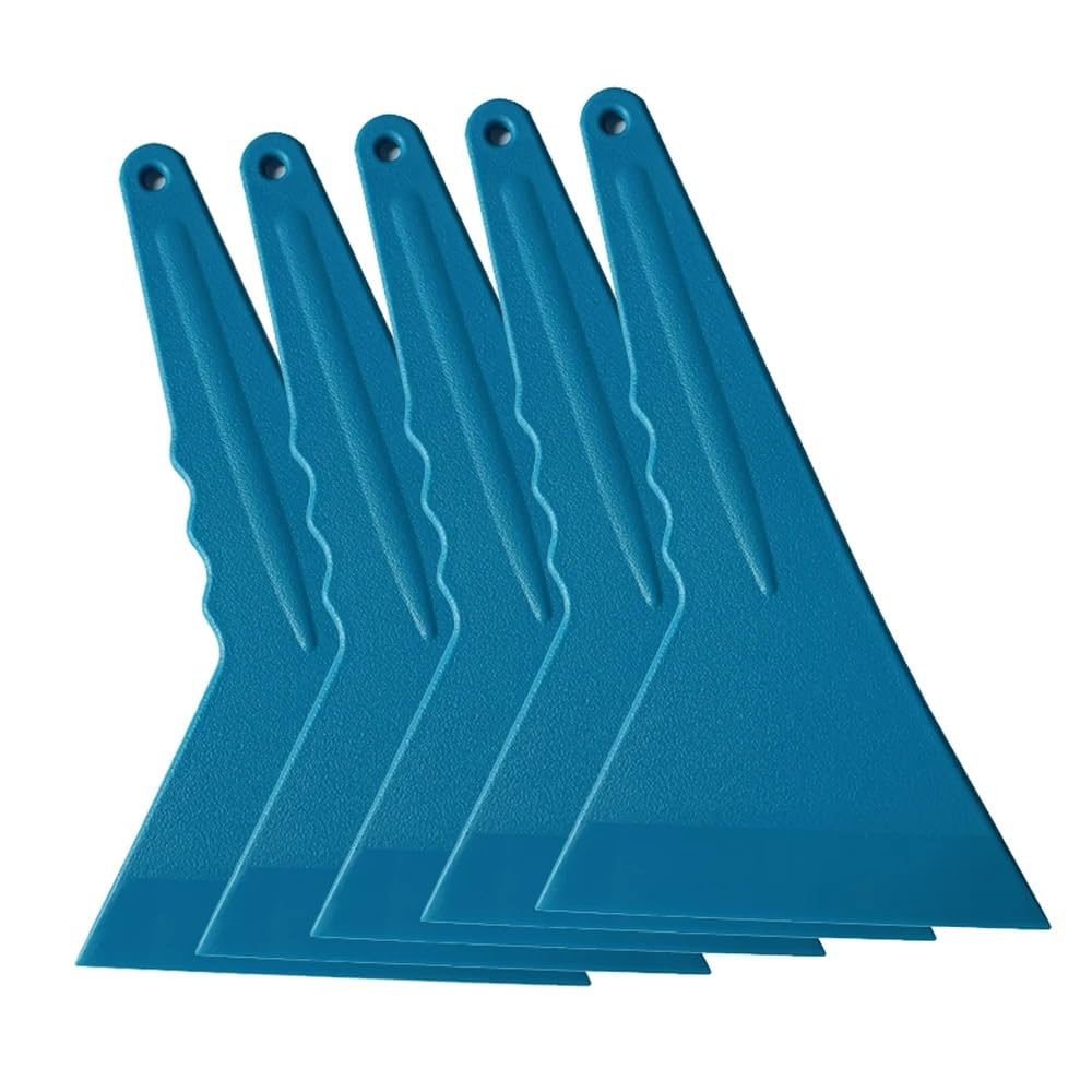 5 pezzi di raschietto in plastica for auto, foglio di pellicola for auto, raschietto in fibra di carbonio, strumenti di avvolgimento in vinile(5pcs blue soft)