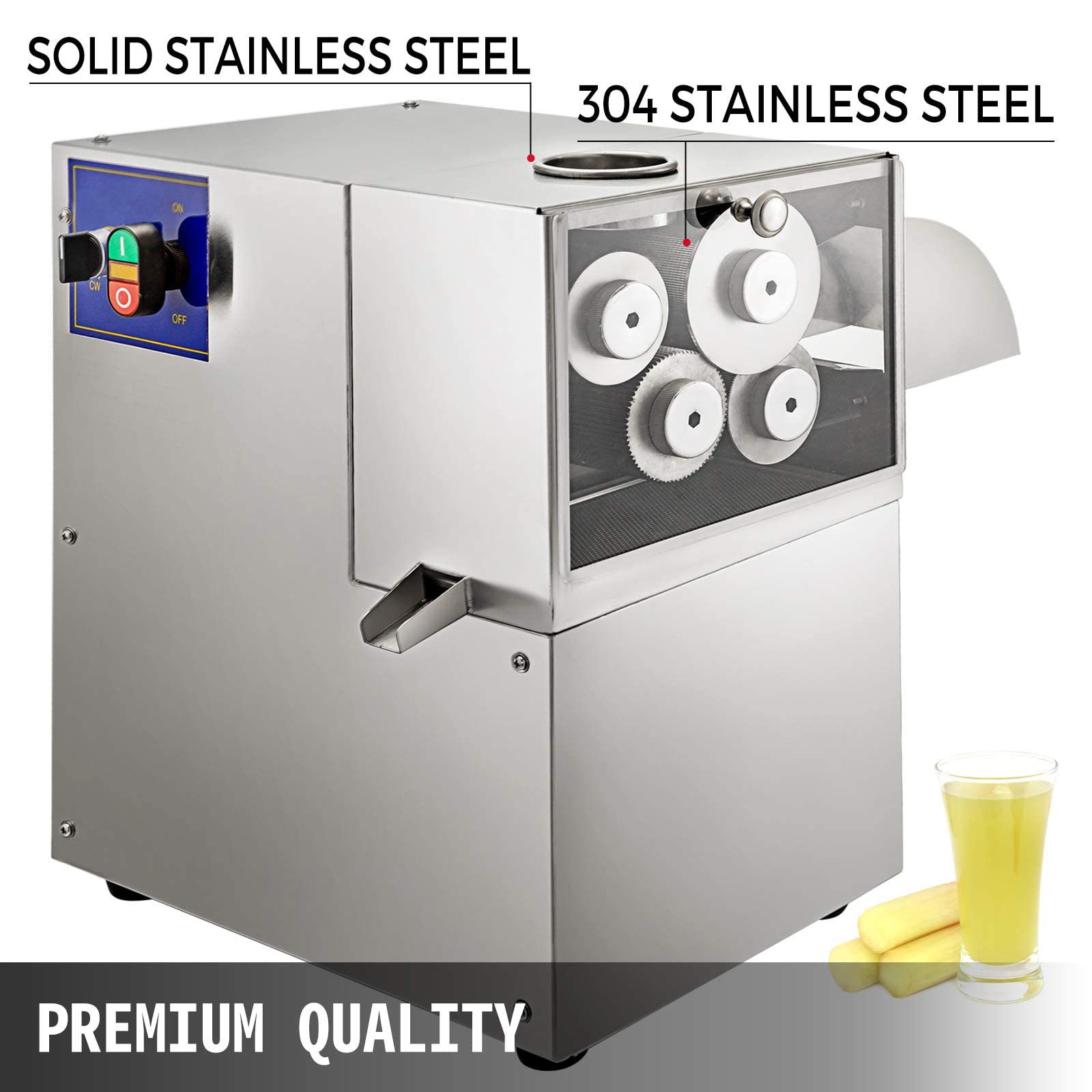 Sugarcane Press Machine,Commercial Sugarcane Juice Machine, for Cuicing Sugar Cane Kumquat Citrus Ginger