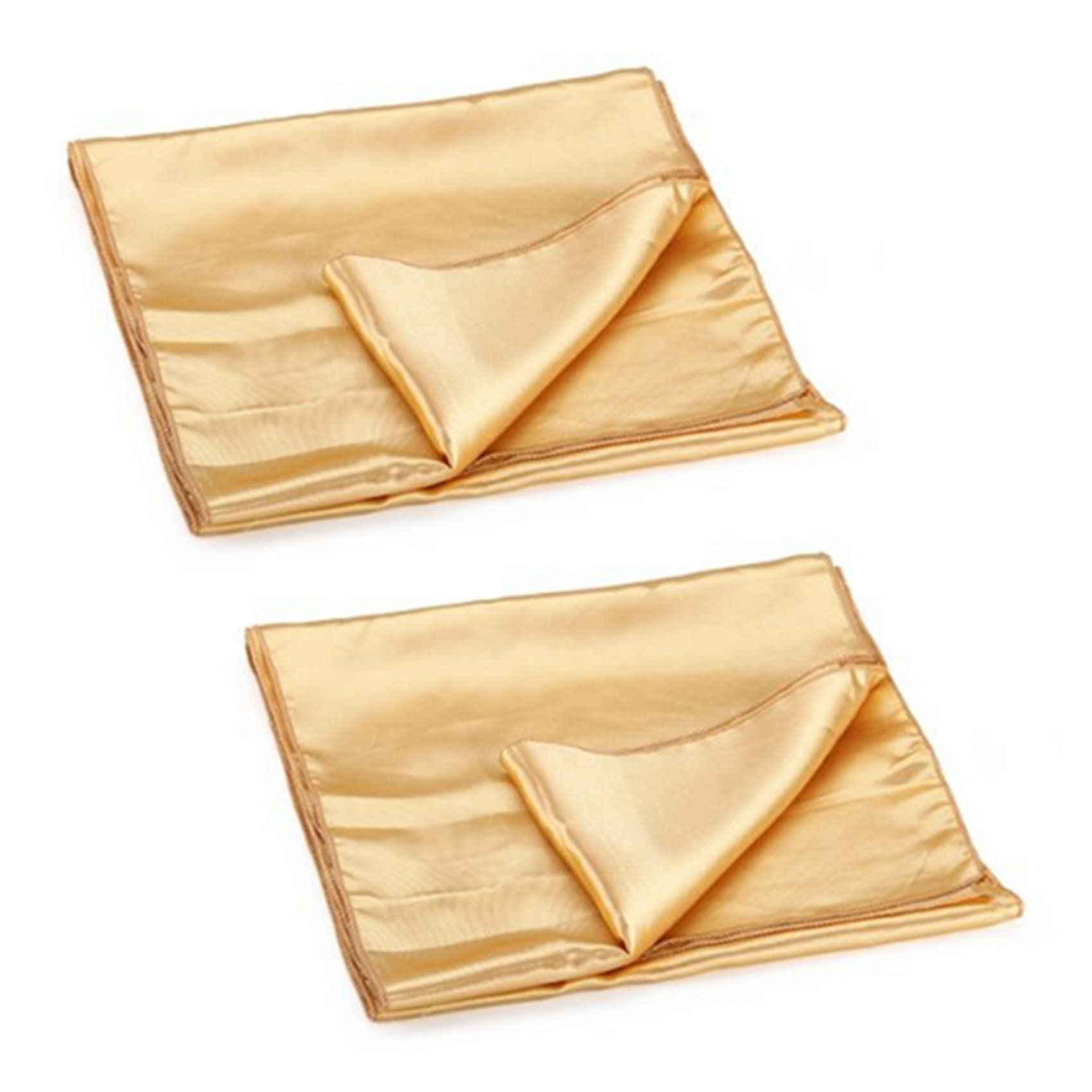 Hndhbfgrt 2X Runner Table Cloth Centre in Satin Gold 30 x 275 cm