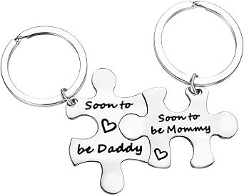 New Dad Mom Keychain Pregnancy Announcement Gift Mom Dad to Be Gift Keychain First Time Parent Gift