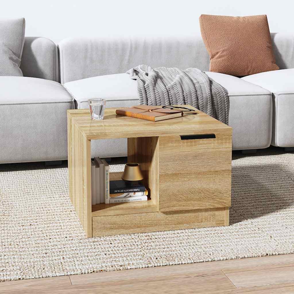 Mesa de centro de madera de roble Sonoma, 50 x 50 x 36 cm, moderna mesa de salón con espacio de almacenamiento y estante, mesa de sofá ideal para salón y mesa auxiliar