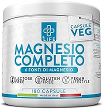 Complete Magnesium Capsules 180 PiùLife, 6 Sources With Magnesium Pidolate, Bisglycinate, Citrate, Organic Salts, Wellness For Muscles, Nervous System, Stress, Bones, Supplement For Better Sleep