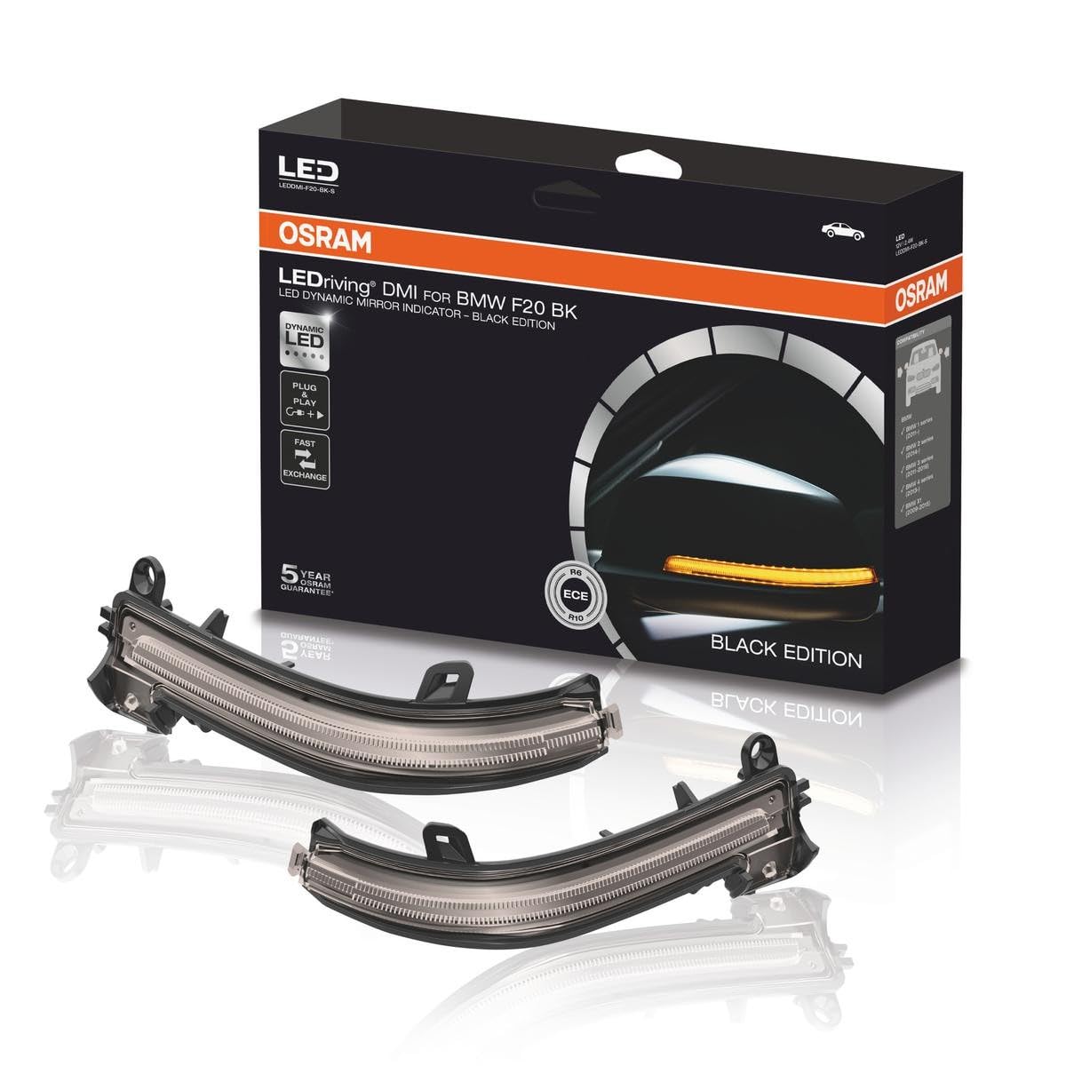OSRAM LEDriving Dynamic LED Mirror Indicator for BMW 1, 2, 3, 4 and X1 series - Black Edition, Black, X1 series