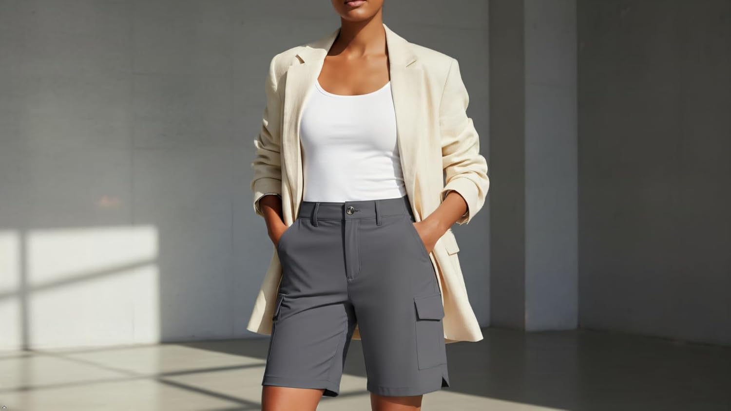 Women's Quick-Dry Cargo Shorts - Lightweight Hiking Shorts with 5 Pockets for Athletic Golf Travel Work - Image 8