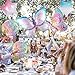Butterfly Balloons - 6th Birthday Decorations for Girls, Gradient Pink Colorful Foil Balloons, Giant Number 6 Mylar Balloon, Butterfly Theme Party Supplies