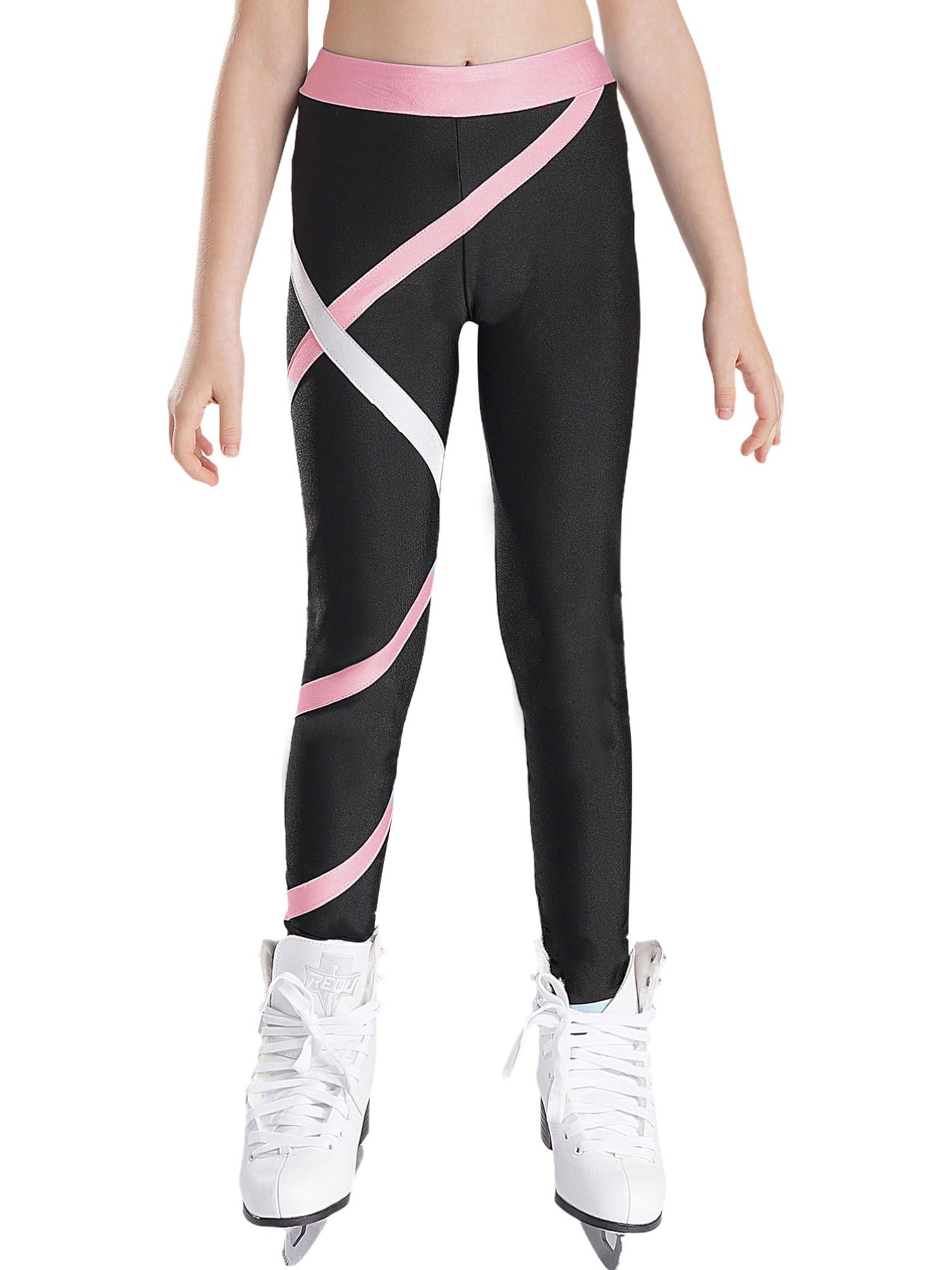 inhzoy Dziewczęcy strój do łyżwiarstwa figurowego zestaw odzieży sportowej z długim rękawem kurtka legginsy i Cropped Tank Top 3-częściowy dziecięcy strój do tańca