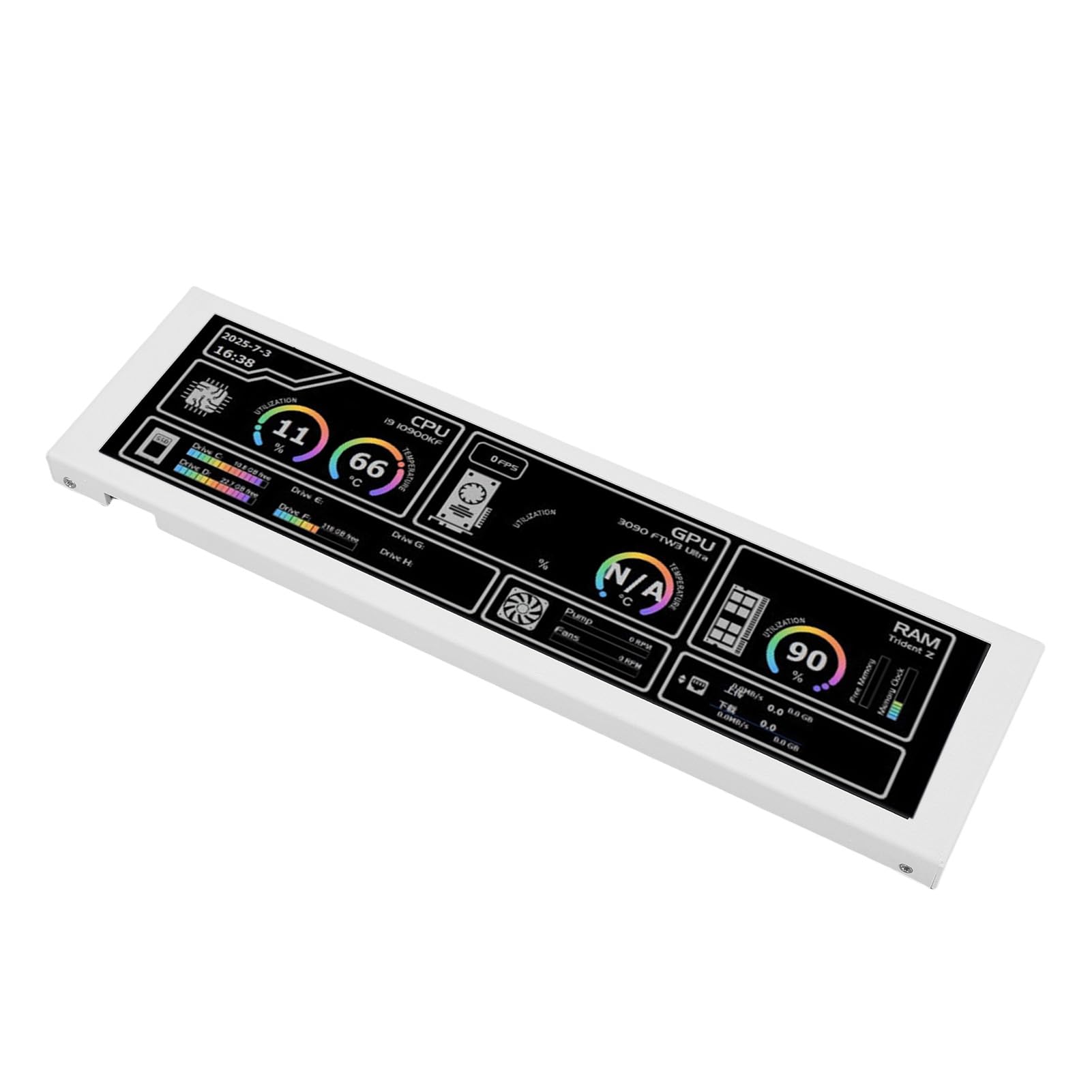 LICAEVEY PC Sensor Panel Display 8.8 Inch IPS Screen, 178 Wide Viewing Angle with Type C Connectivity, Real Time CPU GPU Temperature Monitor for Wins 10 11 (White)
