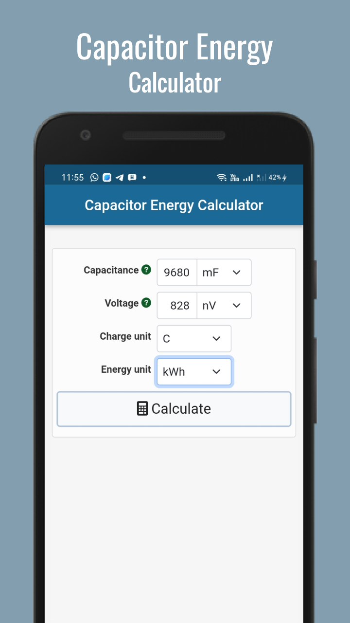 Capacitor Energy Calculator App on Amazon Appstore