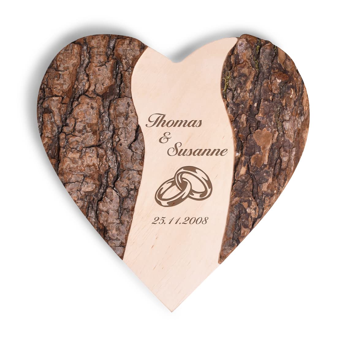 Baumscheibe aus Erlenholz mit Gravur - Hochzeitsdekoration - geeignet zur Hochzeit, Jahrestag und Valentinstag - perfektes Paar Geschenk - Liebe und Romantik - Frauengeschenk - Mann und Frau